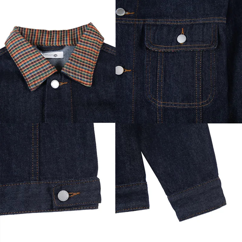 saferido Men's Spring High-quality Casual Denim Jackets/Male Fashion Plaid Business Denim Coat/Man Winter Streetwear Men 3XL-M