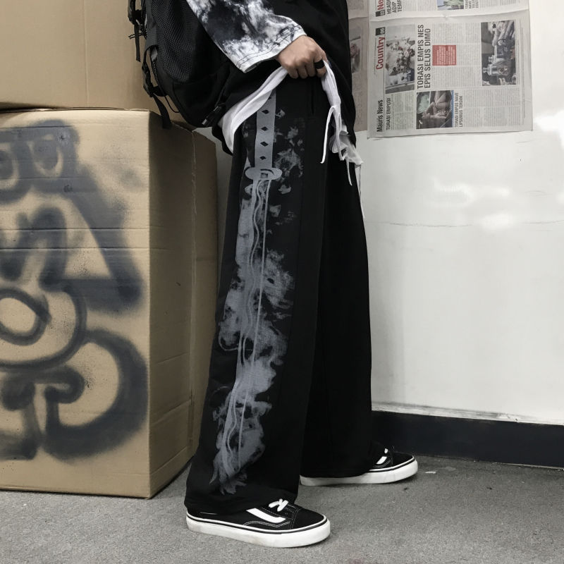 Harajuku Y2k Oversize Wide Pants Japanese Men Streetwear Korean Sweatpants Print Casual Sport Straight Trousers
