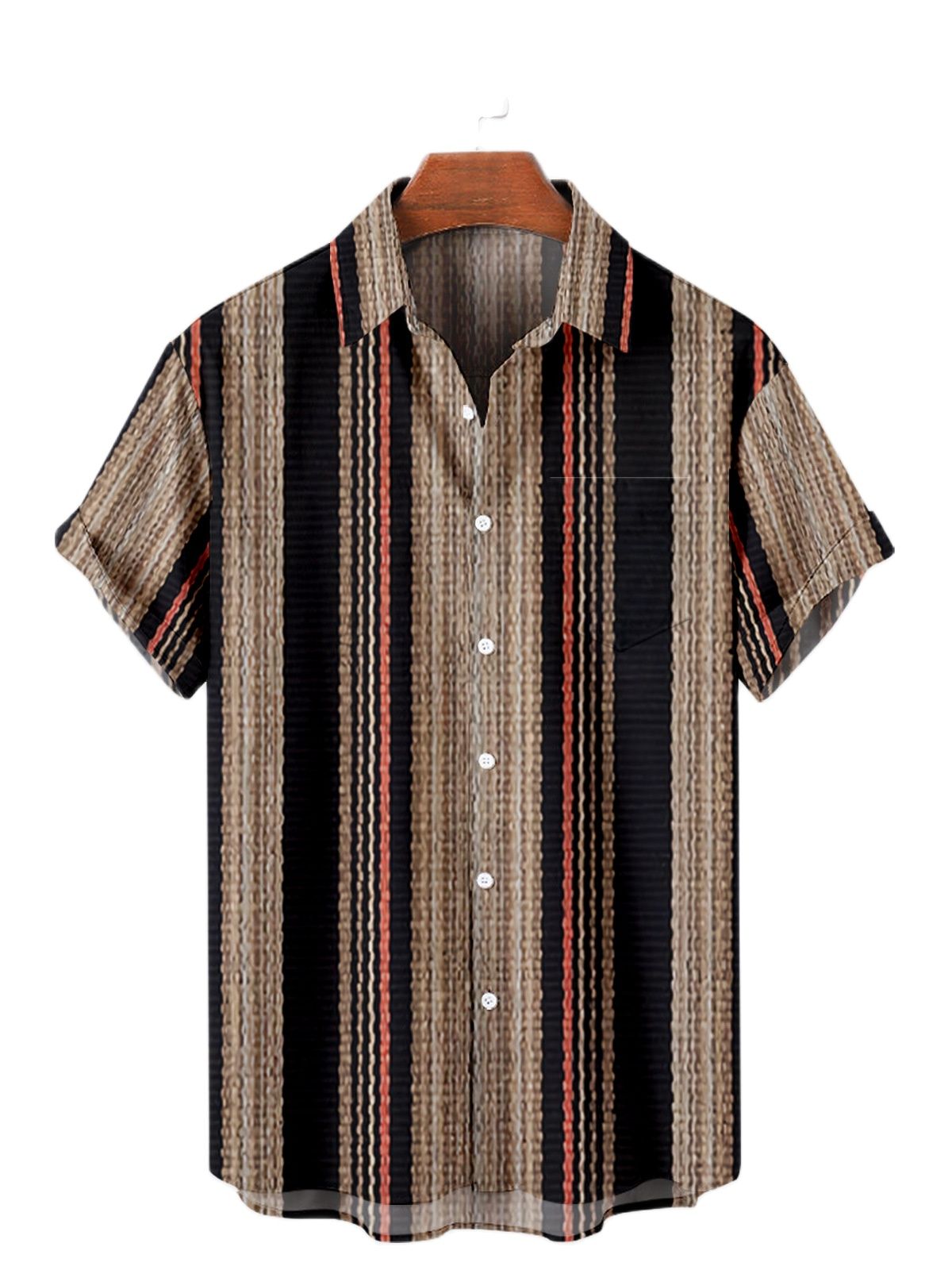 5XL Hawaiian Men's Shirt Colourful Striped Camisa Short Sleeve Shirts For Men Casual Top Oversized Tee Shirt Men Clothing