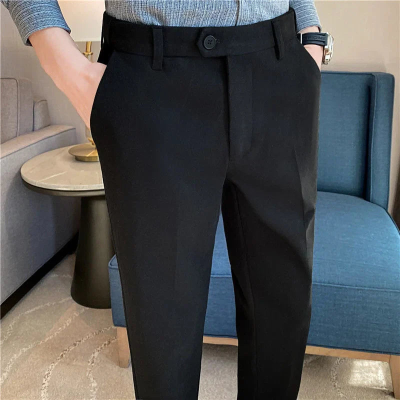 saferido Thick Men's Suit Pants Autumn Winter Brushed Woolen Loose Slim Solid Youth Pants Trend Casual Business Pencil Trousers Oversized