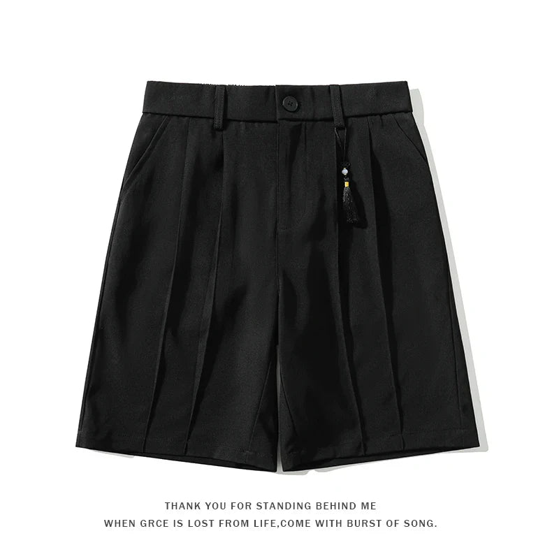 saferido Summer Suit Shorts Men Fashion Social Mens Dress Shorts Korean Loose Black White Casual Shorts Mens Office Formal Shorts M-3XL