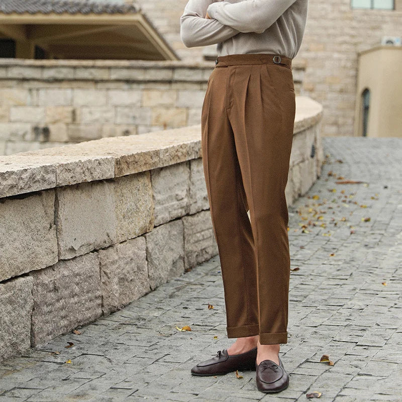 saferido Fashion Solid Color Spring Summer Simple Pant Men Social Trousers Pantalones Hombre Casual Elastic Waist Pant Men Versatile Pant