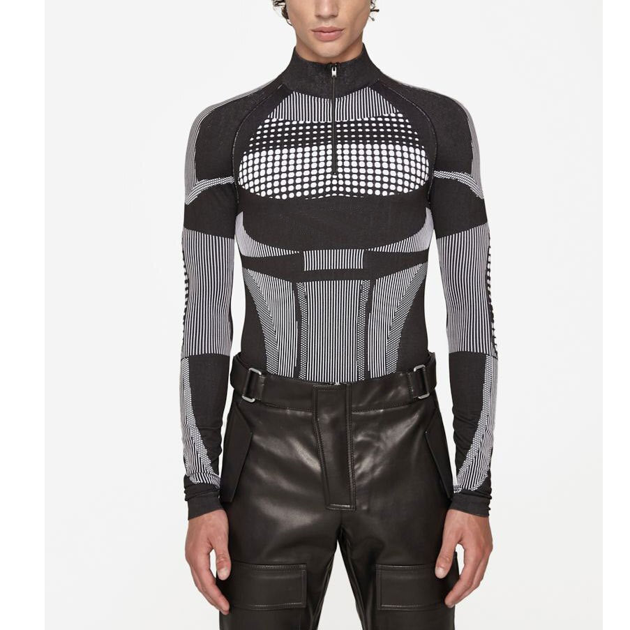 Men's Fashion Long Sleeve T-shirt Elastic T-Shirts Turtleneck Male Contrast Color Tops New Stripe Spliced Clothing