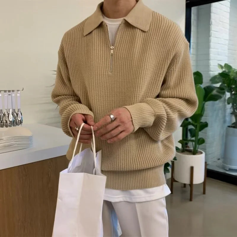 saferido Men Korean Fashion Knitwear Harajuku Knit Sweater Casual Pullovers Jumpers Warm Sweatshirts Vintage Sweaters Man Winter Clothing