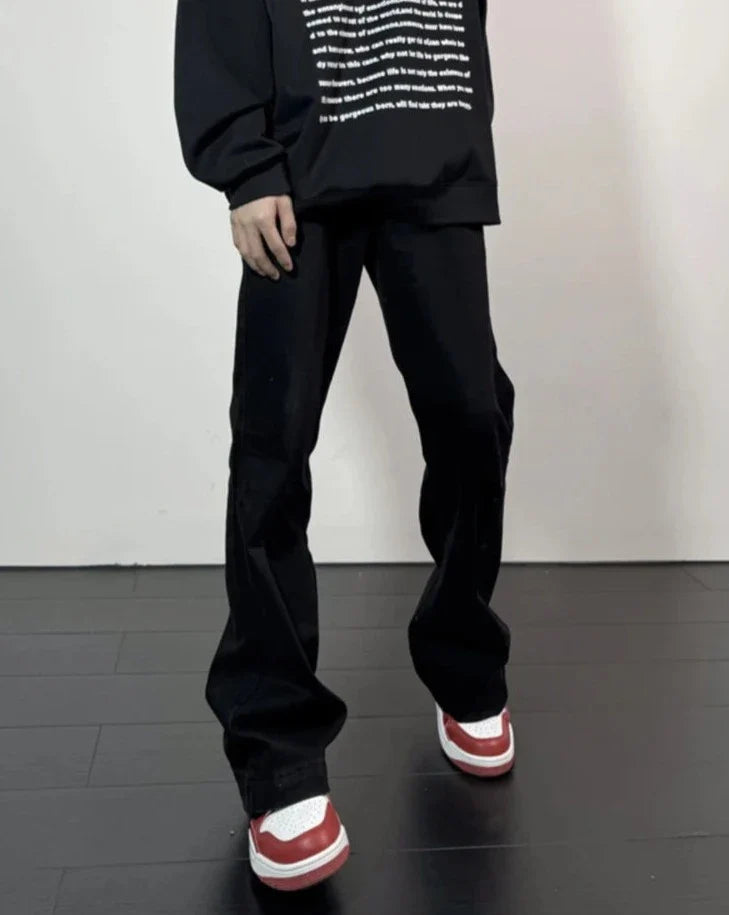 Flare Jeans Men American Slim Chic High Street Washed Hip Hop Denim Trousers All-match Harajuku Simple College Autumn Mopping