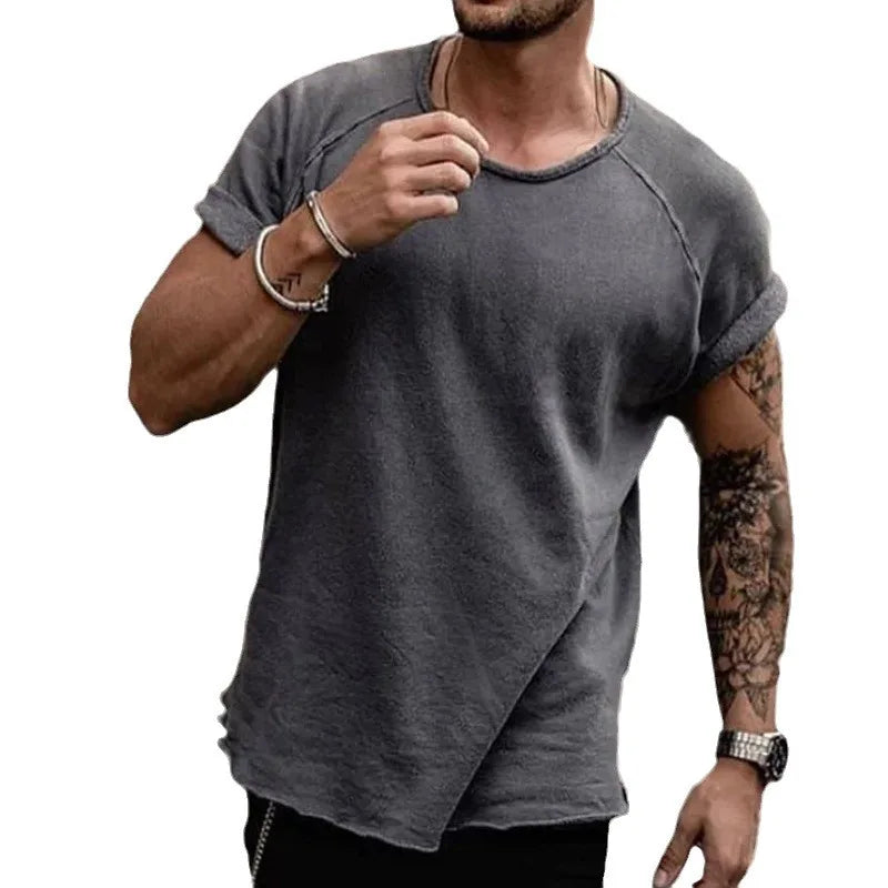 Oversized Vintage T Shirt Men Making Old Short Sleeve Loose Casual Tee Tops Summer Solid Color Fashion T-shirts Streetwear