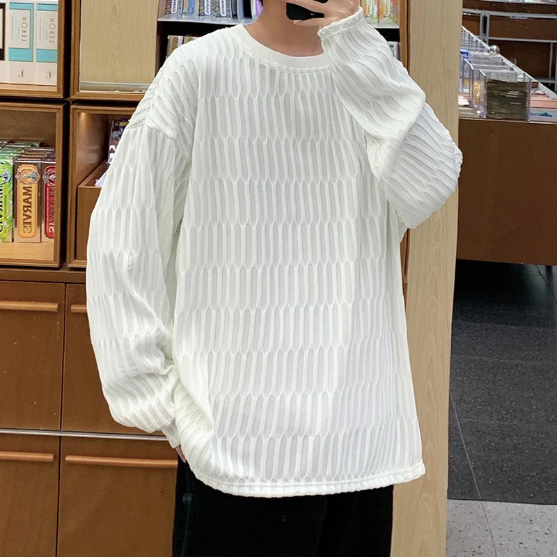 saferido Harajuku Chic T shirts For Men Oversized Tees Spring Man Casual Long Sleeve Tshirt Woman O-neck Loose Pullovers Tops 5XL-M