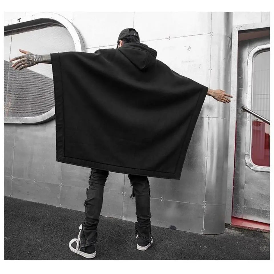 saferido Techwear Black Oversized Hoodies Sweatshirt Baggy Trench Coat Anorak Men Goth Punk Japanese Streetwear Hip Hop Gothic