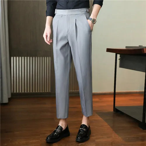 saferido Men's Business Dress Pants Korean Style Slim Fit Office Social Suit Pants Casual Trousers Streetwear Black White Trousers 29-36