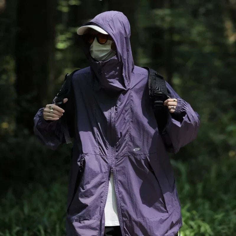 Jackets Men Hooded Thin Summer Breathable Sun-proof Fashion Loose Full Sleeve Outdoor Unisex Normcore Solid Chic