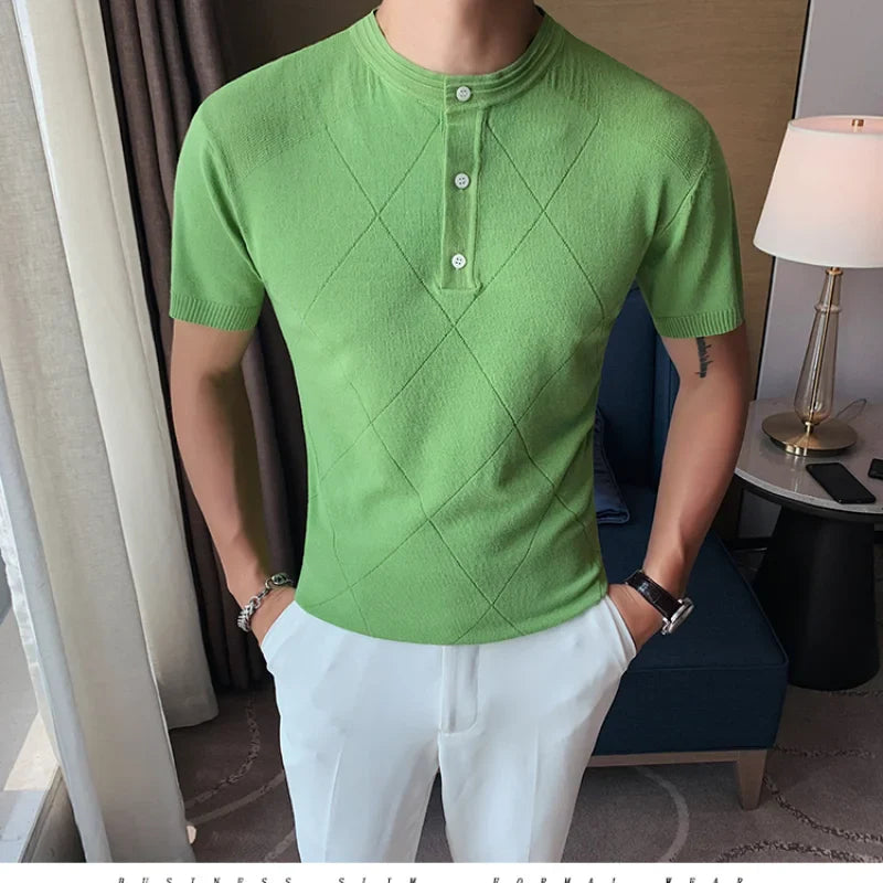 saferido New Fashion Man Ice Silk Knitting Polo Shirt Casual Cotton British Style Slim Men Short Sleeve High Quantity Polo Shirts