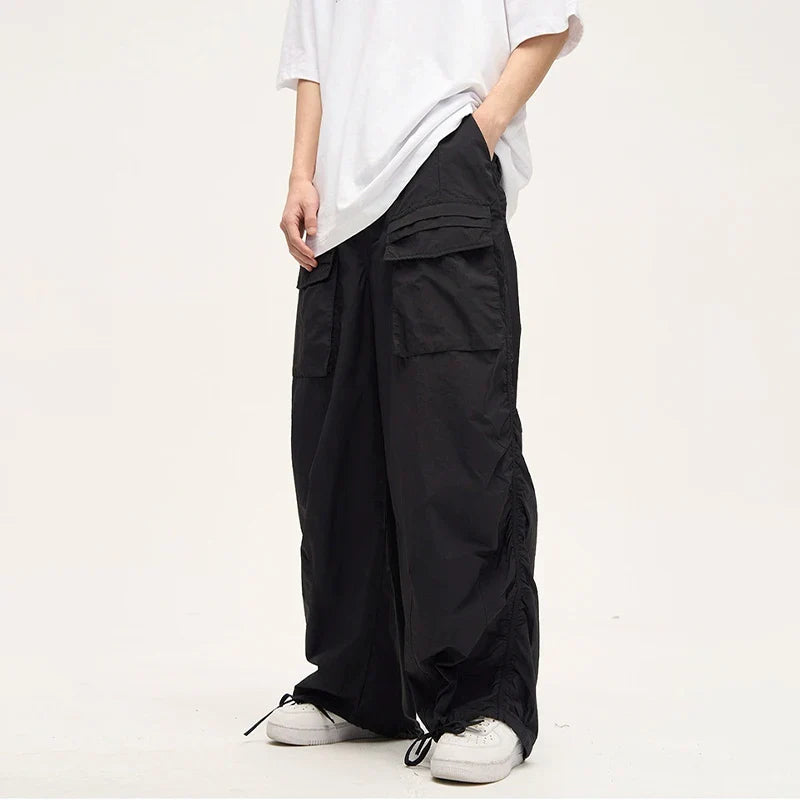 saferido Parachute Cargo Pants Men Oversize Cargo Trousers Male Y2K Sweatpants Men High Waist Japanese Streetwear Hip Hop