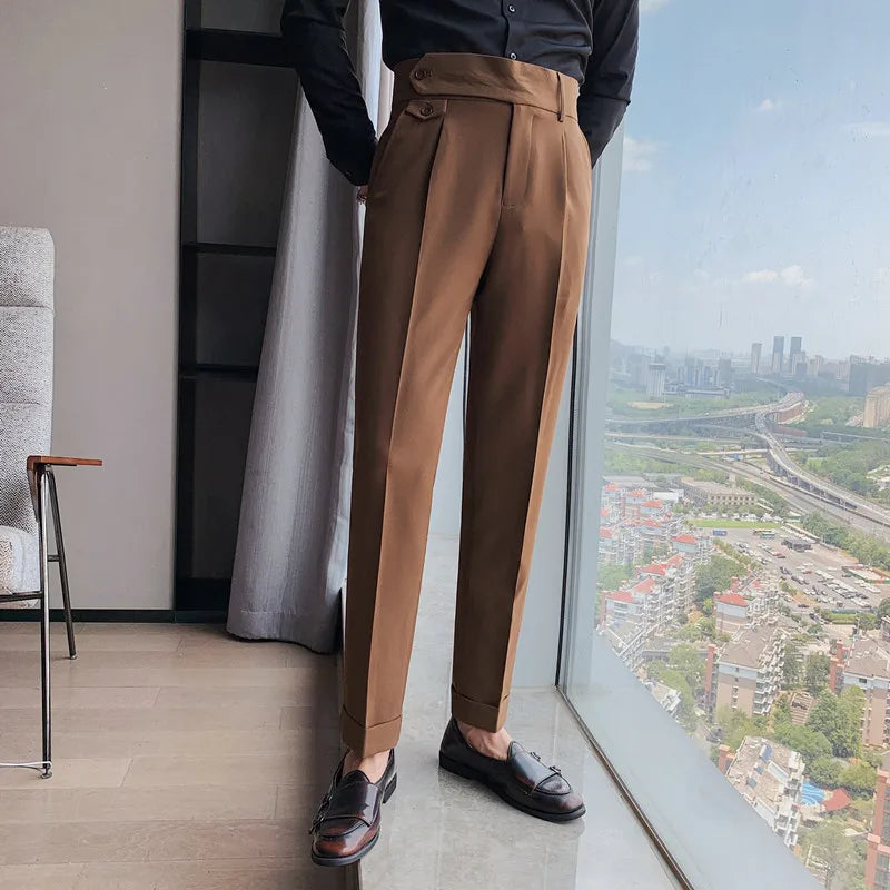 saferido Spring New Men's Suit Pants Fashion Business Casual Slim Dress Pants Men's Street Wear Social Formal Pantalon Clothing 36