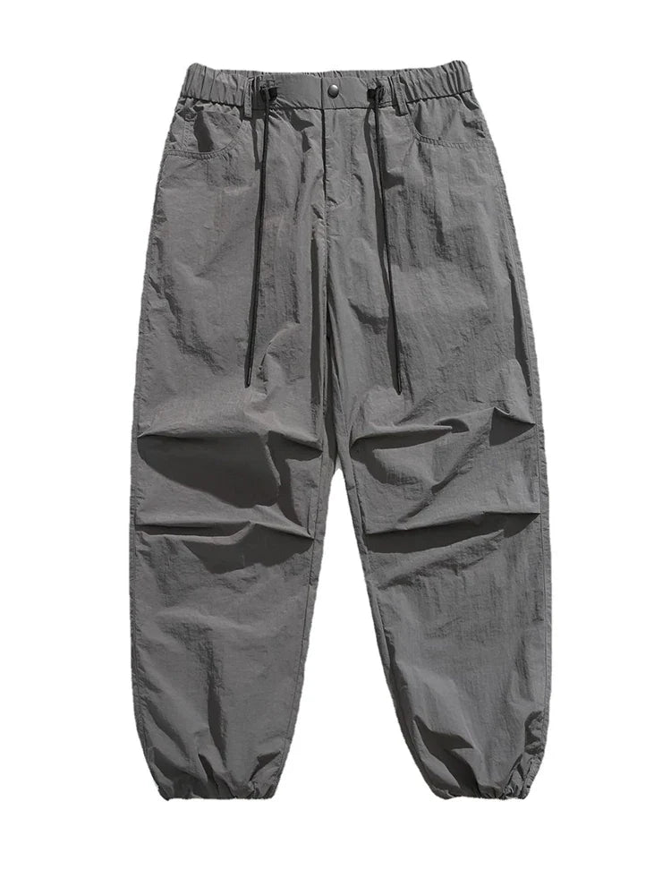 saferido Parachute Sports Pants Men Ice Silk Jogging Sweatpants Wide Leg Trousers Male Streetwear Loose Casual American Street
