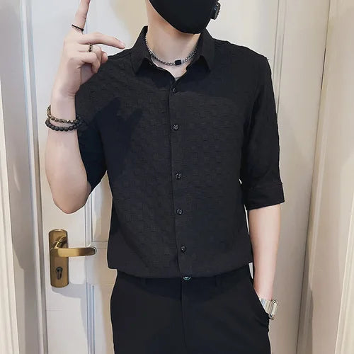 saferido Men's Business Casual Shirts/Male Spring Slim Fit Long Sleeve Shirts/Man High-End Clothing Tops Plus Size S-3XL