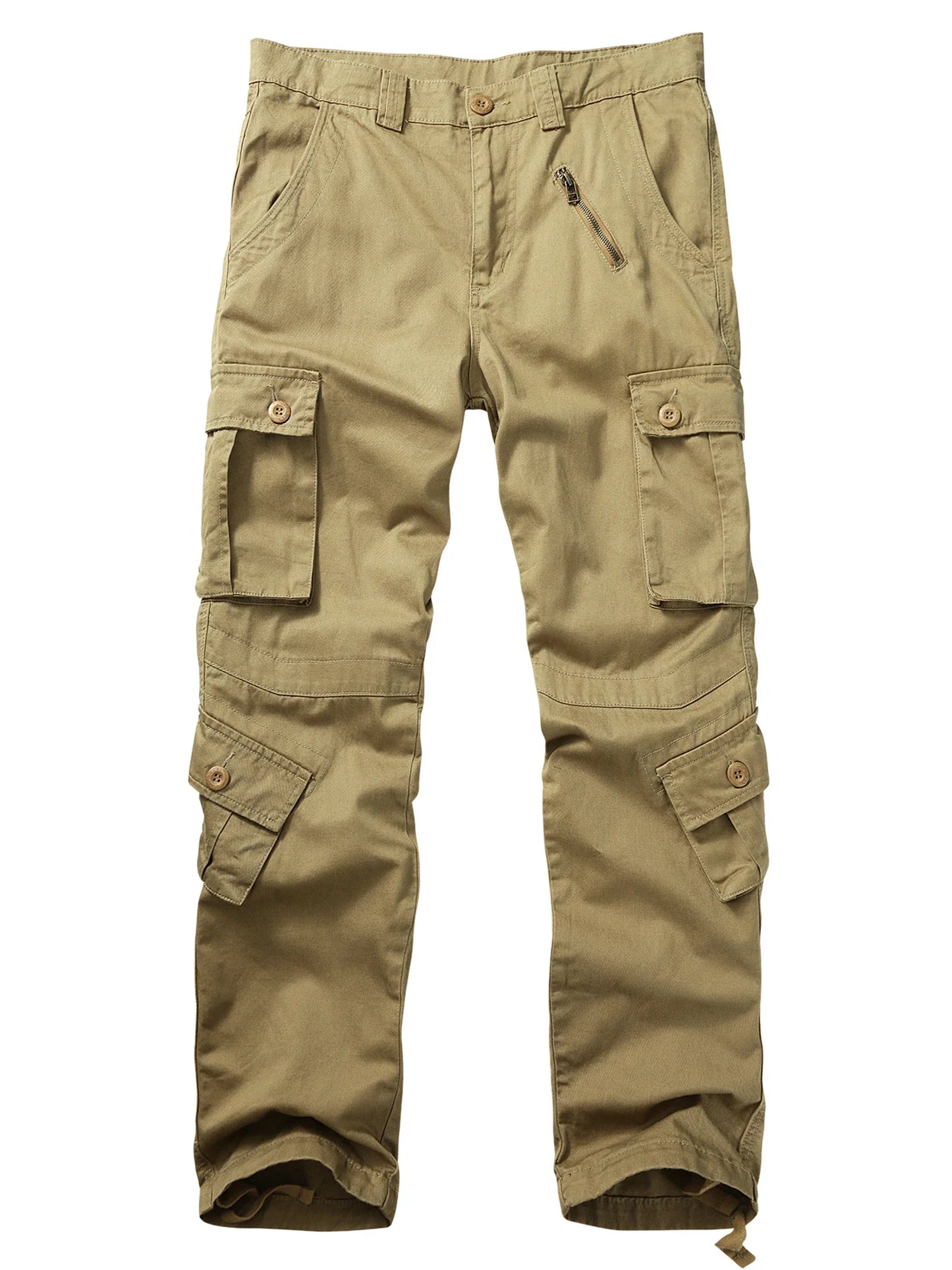 Men's Casual Cargo Pants Military Army Camo Pants Combat Work Pants with 8 Pockets(No Belt)