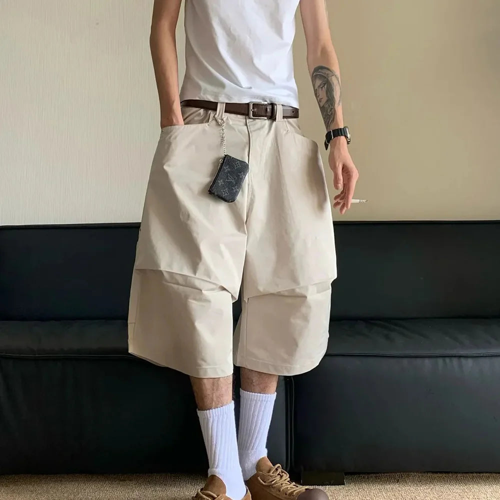 saferido Cropped Pants Summer American Retro Baggy 3d Cargo Capri Pants Hip-Hop Streetwear Trendy Casual Handsome Stylish Pants For Men