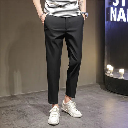 saferido British Style Summer Thin Business Dress Suit Pants Men Clothing Slim Fit Casual Office Trousers Formal Plus Size 28-38
