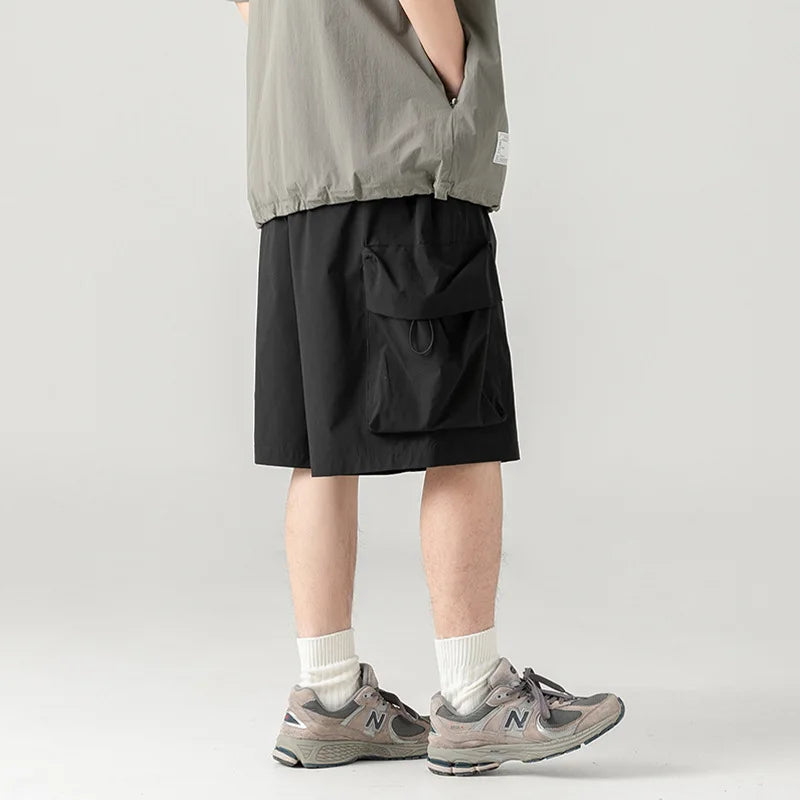 saferido Khaki Cargo Shorts Men Techwear Korean Casual Pants Male Jorts for Men Summer Loose Japanese Streetwear Hip Hop Pocket