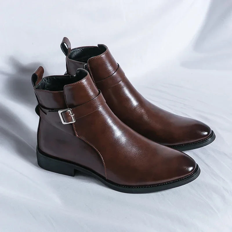 saferido Luxury brand leather shoes men's boots formal leather oxford shoes dress boots chelsea business ankle boots men 38-47
