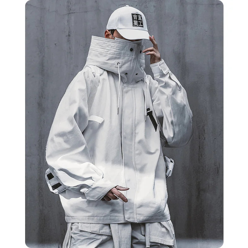 saferido Men Japanese Harajuku Sweatshirt Oversize Hoodie Long Cloak Hip Hop Gothic Outwear Streetwear Techwear Coat Tops Clothes