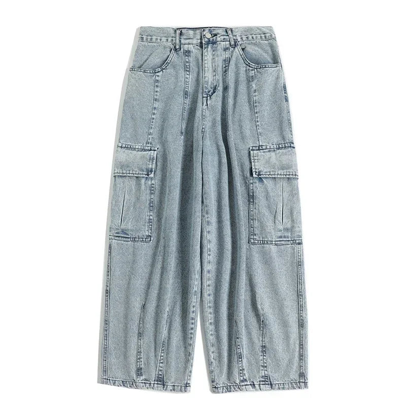 Baggy Jeans Trousers Male Denim Pants Black Wide Leg Pants Men's Jeans Oversize Cargo Korean Streetwear Hip Hop Harajuku