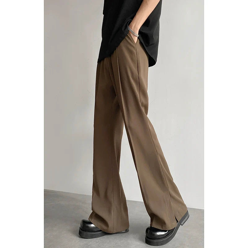 Brown Black Suit Pants Men Fashion Social Mens Dress Pants Korean Loose Straight Casual Flared Pants Mens Office Formal Trousers