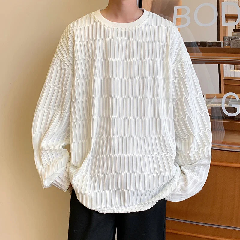saferido Harajuku Chic T shirts For Men Oversized Tees Spring Man Casual Long Sleeve Tshirt Woman O-neck Loose Pullovers Tops 5XL-M