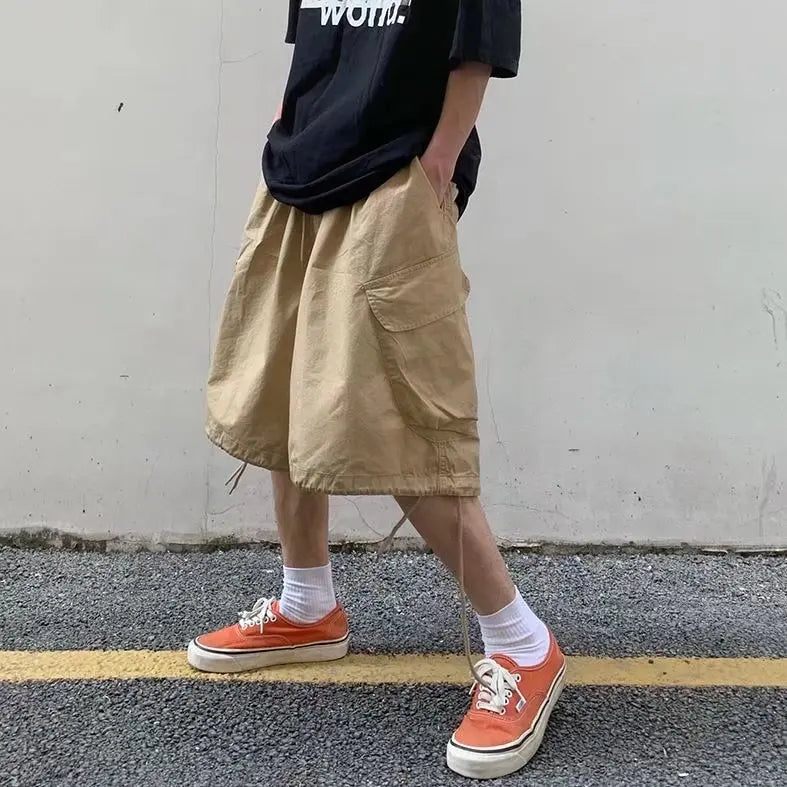 saferido Summer Mens Cargo Shorts Loose Hip Hop Harajuku Straight Streetwear Bermuda Masculina