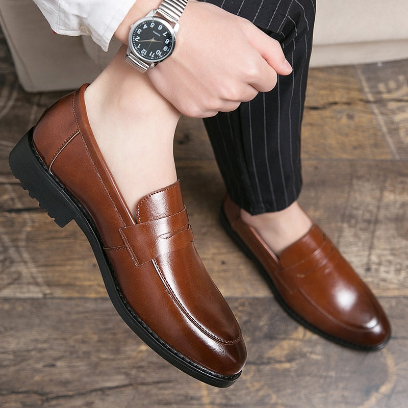 saferido Evening Dress Men Shoes High Quality Black New Stylish Design Slip-on Shoes Casual Formal Office Leather Shoes Luxury Career