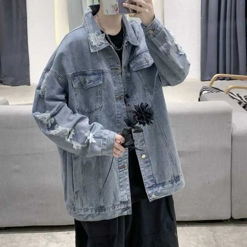 saferido Spring Jackets Men's Spring and Autumn Men's Clothing Coat Harajuku Streetwear Trendyol Fashion Coats cowboy Coat