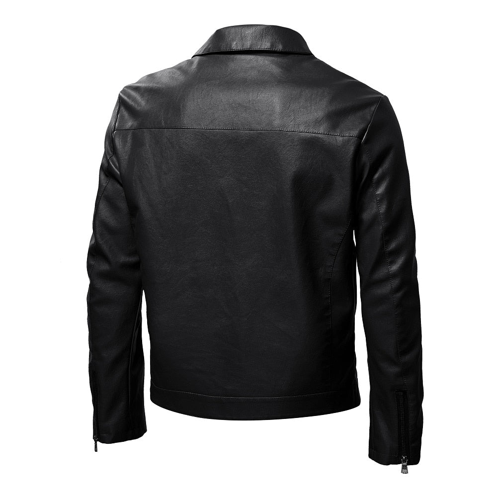 Autumn WInter Motorcycle Jacket Men Turn Down Collar Casual Leather Jacket Fashion Slim Moto Bike PU Jacket Men Plus Size 5XL