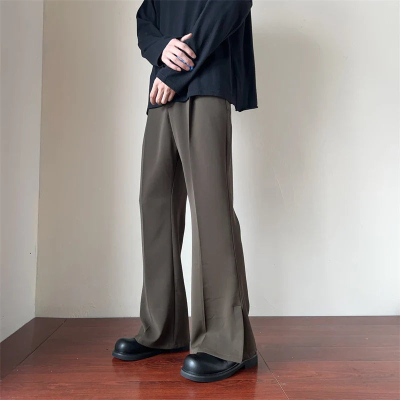 saferido Brown Black Suit Pants Men Slim Fit Social Mens Dress Pants Korean Loose Straight Casual Pants Mens Office Formal Trousers S-3XL