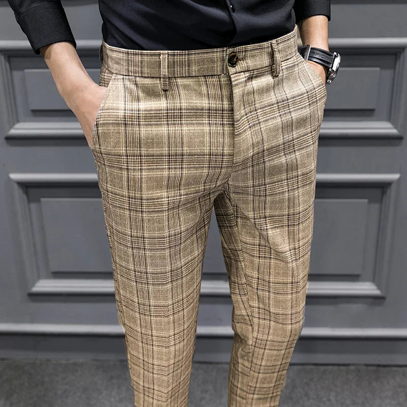 Men Clothing Plaid Business Suit Trousers/Male Slim Fit Fashin Leisure Suit Pants/British Formal Dress Suit Trousers 28-36