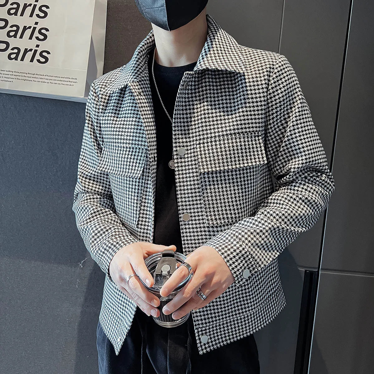 saferido Men Spring High Quality Casual Jackets/Male Slim Fit Fashion Business Plaid Coats Plus Size S-3XL