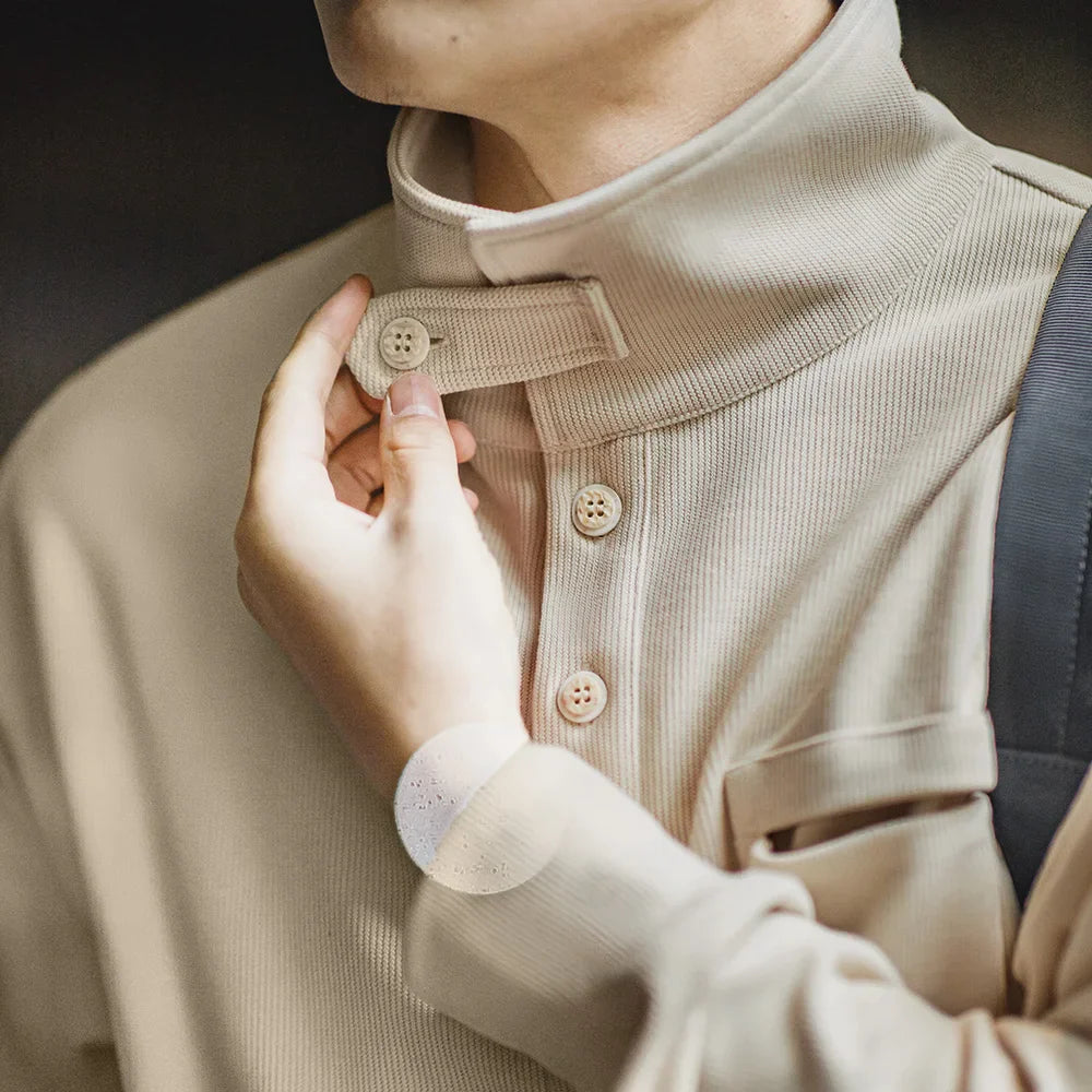 saferido Men's Half-Placket Sweatshirt American Retro Casual Polo Collar Shirt Cozy Style Lapel Pullover for Men Spring and Autumn