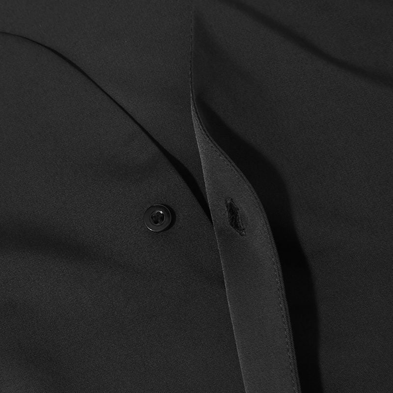 Mens Irregular Button Drape Solid Color Shirts