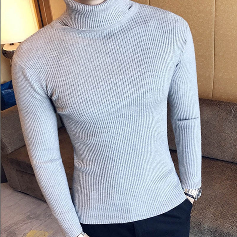 Brand Men Turtleneck Sweaters and Pullovers Fashion Knitted Sweater Winter Men Pullover Homme Wool Casual Solid Clothes