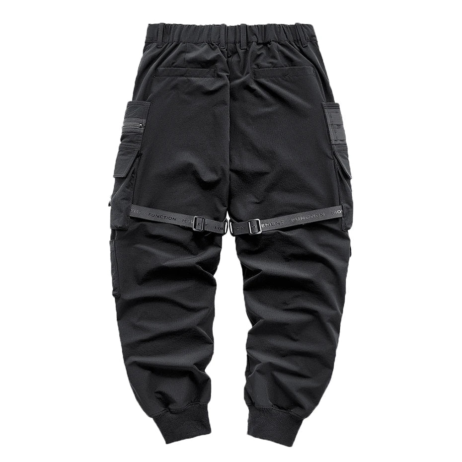saferido Streetwear Cargo Pants Harajuku Hip Hop Joggers Men Oversized Techwear Pants Multi Pockets Harem Pencil Trousers Black