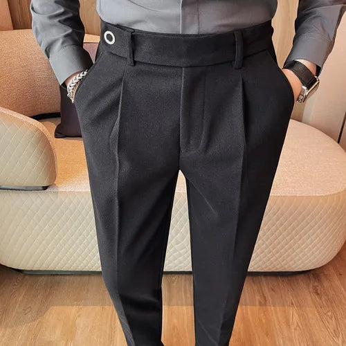saferido Men's Spring High Quality Business Suit Pants Male Slim Fit Fashion Solid Color Casual Dress Trousers 29-38