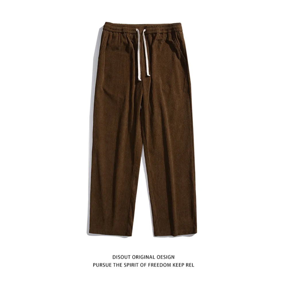 saferido Men's Casual Pants Loose Straight Corduroy Pants Elastic Waist Sweatpants Fashion Streetwear Spring Men Sports Jogger Trousers
