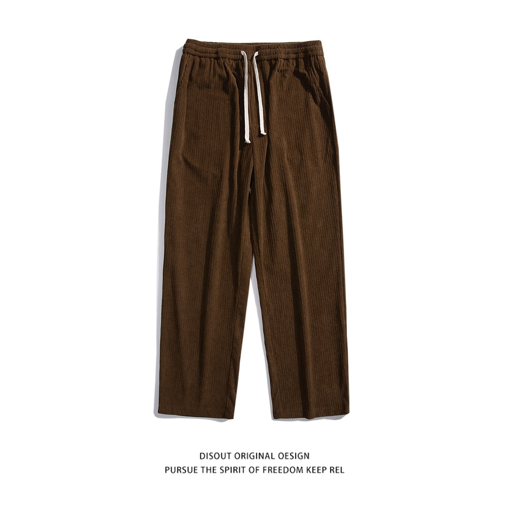 Men's Casual Pants Loose Straight Corduroy Pants Elastic Waist Sweatpants Fashion Streetwear Spring Men Sports Jogger Trousers