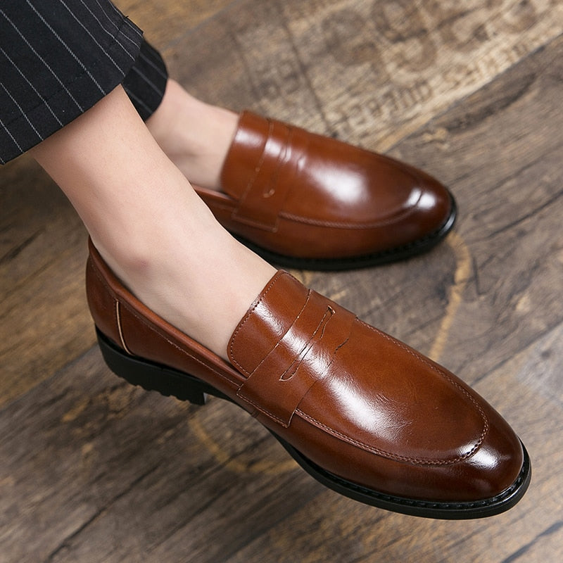 saferido Evening Dress Men Shoes High Quality Black New Stylish Design Slip-on Shoes Casual Formal Office Leather Shoes Luxury Career