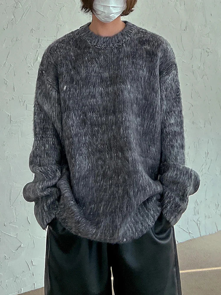 saferido Spring Autumn Fashion Mens Knitted Sweaters Casual O Neck Solid Warm Loose Fit Sweaters Pullover Male Knitwear C57
