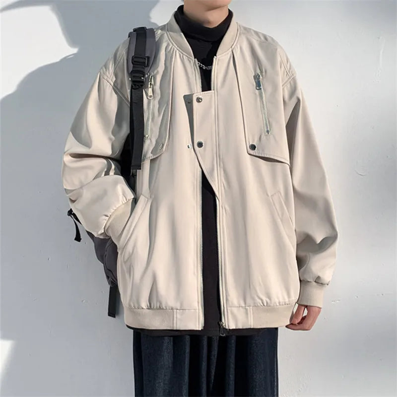 New Men Bomber Jackets Fashion Zippers Solid Casual Baseball Outerwear Coat Couple Jacket Streetwear Women Moto Biker Coats