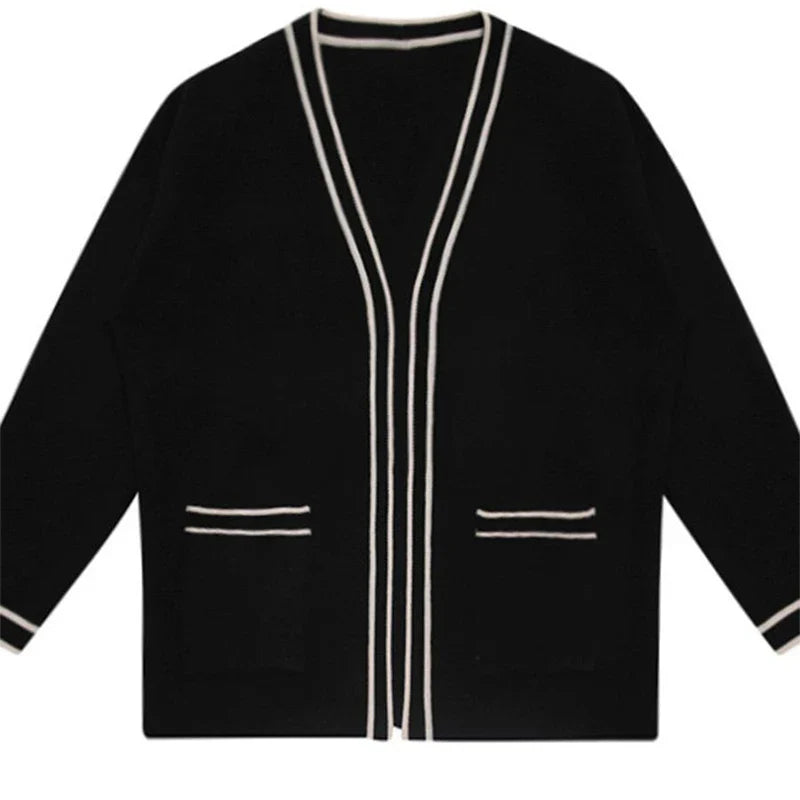 Autumn Clothing Men's Luxury Knitted V Neck Cardigan Sweater Long Sleeve Streetwear Leisure Coat Fashion Korean Knitwear
