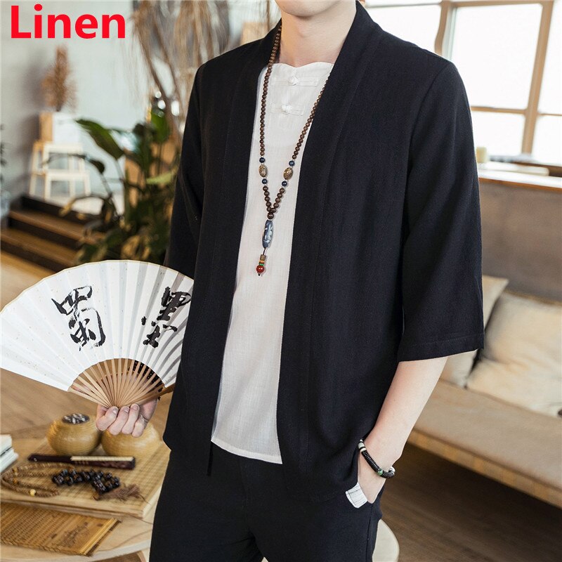 Kimono Japanese Costume Men Coat Harajuku Style Tops Japan Haori Cardigan Chinese Traditional Jacket Loose Shirt Yukata Coats