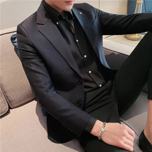saferido Men's British Style Two-Piece Casual Suit - Slim Fit, High-End, Suit or Blazer/Trousers Sold Separately -Male Suit for Wedding