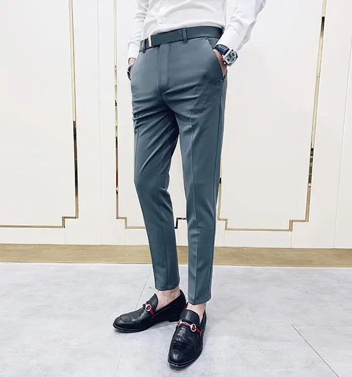 saferido Brand Clothing Men Slim Business Suit Trousers/Pants Korean Style Slim Fit Office Social Suit Pants Casual Dress Trousers