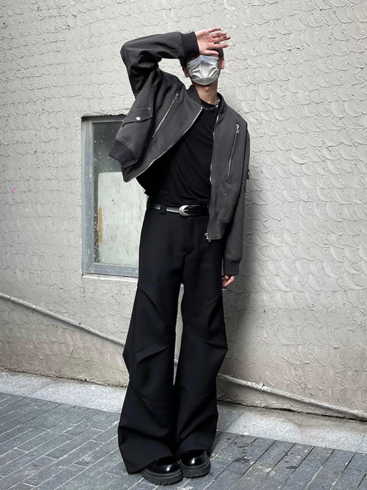 Pants Men Streetwear All-match Leisure Design Vitality Mopping Pure Color Baggy Trousers Joggers Youthful Spring Autumn Chic BF